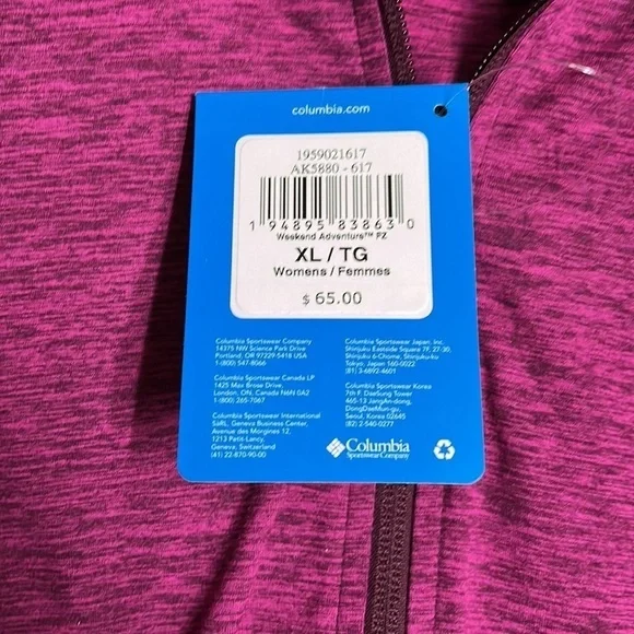 Columbia women’s weekend, adventure, full zip, Marionberry Heather XL - Picture 6 of 7